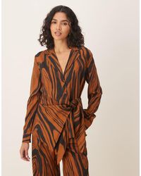 ASOS - Soft Shirt With Drape Front And Tie Co-Ord - Lyst