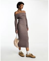 emory park - Bandeau Flecked Rib Long Sleeve Knitted Dress - Lyst