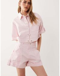 ASOS - Denim Seam Front Short Co-ord - Lyst