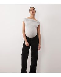 ASOS - Vaqueros Dad Negros De Pernera Ancha De Asos Design Maternity - Lyst