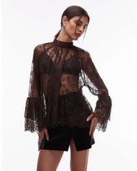 & Other Stories - Sheer Lace Blouse With Tiered Ruffle Sleeves - Lyst