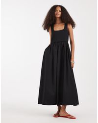 Vero Moda - Sleeveless Midi Dress With Woven Skirt - Lyst