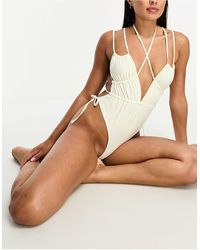 SIMMI - Simmi Strappy Plunge Detail Swimsuit - Lyst