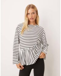 ASOS - Long Sleeve Stripe T-shirt With Ruched Detail - Lyst