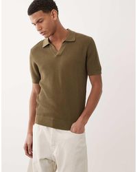 Mango - 100% Cotton Knitted Revere Neck Short Sleeve Sweater - Lyst
