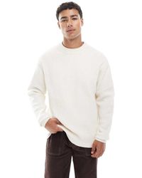 Jack & Jones - Jersey Color Crema Extragrande De Canalé Grueso De -Blanco - Lyst