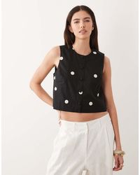 Nobody's Child - Shirley Cotton Button Up Sleeveless Top - Lyst