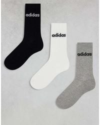 adidas Originals - Adidas Training 3-pack Linear Logo Crew Socks - Lyst