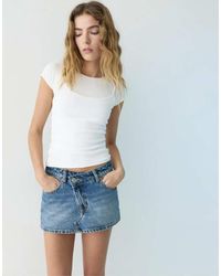 Pull&Bear - Denim Crossover Skort - Lyst