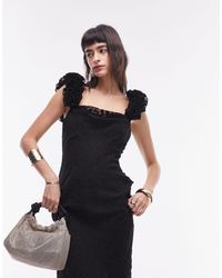 TOPSHOP - Premium Slip Maxi Dress With 3d Ruffle Sleeve - Lyst