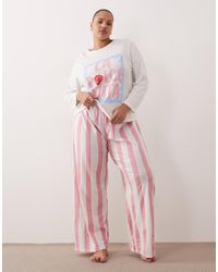 ASOS - Asos design curve – pyjama aus langärmligem oversize-t-shirt und hose mit "dolce vita"-print - Lyst