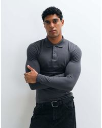 ASOS - Essentials Long Sleeve Muscle Fit Polo - Lyst