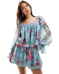ASOS - Square Neck Blouse With Lace Trim - Lyst