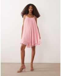 Vila - Chiffon Trapeze Mini Dress - Lyst
