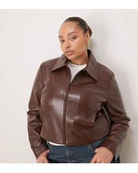 ASOS - Curve Tailored Faux Leather Zip Front Cropped Blazer - Lyst