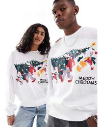 ASOS - Disney Christmas Boxy Oversized Sweatshirt With Mickey Mouse & Friends Front Print - Lyst