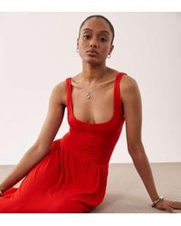 ASOS - Asos Design Tall Crinkle Button Through Midi Dress - Lyst