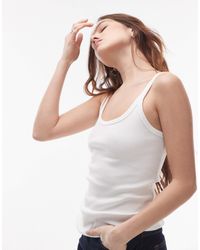 TOPSHOP - Débardeur côtelé ajusté à bretelles et encolure dégagée - Lyst