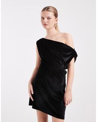 ASOS - Velvet Drape One Shoulder Mini Dress - Lyst