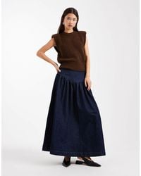 ASOS - Denim Drop Waist Maxi Skirt - Lyst