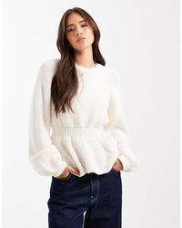 ASOS - Knitted Peplum Jumper With Cinch Waist - Lyst