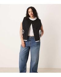 ASOS - Asos Design Curve Gilet With Quilted Contrast Binding Design And Bow Pocket Detail - Lyst