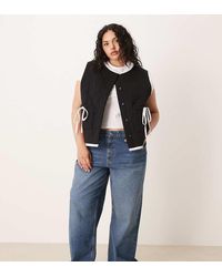 ASOS - Asos Design Curve Gilet With Quilted Contrast Binding Design And Bow Pocket Detail - Lyst
