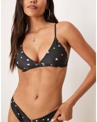 OOSC - Top Bikini Push-Up Nero Con Stelle Scintillanti - Lyst