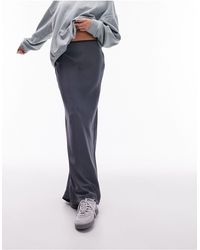 TOPSHOP - Satin Maxi Bias Skirt With Elastic Trim - Lyst