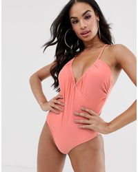 ASOS Badpak Met Gedrapeerde Achterkant En Bandjes - Meerkleurig