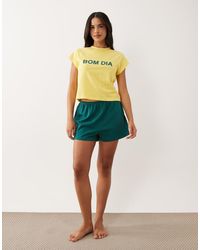 ASOS - Bom Dia Short Sleeve Baby Tee & Shorts Pyjama Set - Lyst