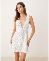 ASOS - V Neck Tie Front Mini Dress - Lyst