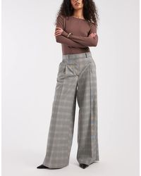 Monki - High Waist Wide Leg Trousers With Front Pleat - Lyst