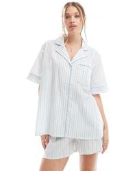 ASOS - Pigiama Con Camicia A Maniche Corte E Pantaloncini A Righe - Lyst