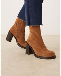 ASOS - Remy Premium Suede Heeled Ankle Boots - Lyst