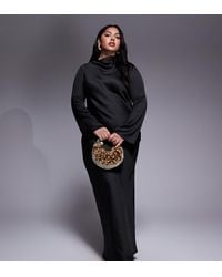 Tfnc Plus - High Neck Long Sleeve Midi Dress - Lyst