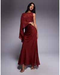 ASOS - Layered Sleeve Overlay Maxi Dress With Draped Skirt - Lyst