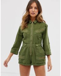 Free People Ромпер В Стиле Милитари -зеленый