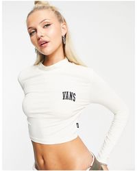 Vans - Crop top a maniche lunghe bianco con logo - Lyst