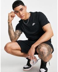 Nike - Sportswear Club T Shirt Black Cotton - Lyst