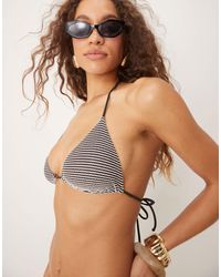 Free Society - Crinkle Stripe Triangle Bikini Top - Lyst