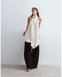 ARRANGE - Longline Halter Hanky Hem Top - Lyst