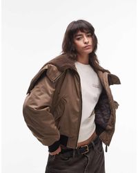 Mango - Abrigo Acolchado Corto Con Detalle De Borreguito De -Verde - Lyst