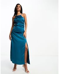 Y.A.S - Bridesmaid Satin Cami Maxi Dress With Ruching Detail - Lyst