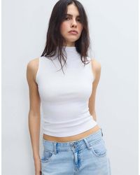 Stradivarius - Sleeveless Funnel Neck T-shirt - Lyst