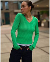 Pull&Bear - Ribbed V-neck Jumper - Lyst