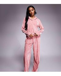 ASOS - Asos Design Tall Velvet Texture Pyjama Set - Lyst