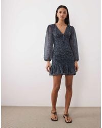 Mango - Teen Long Sleeve Mini Dress With Ruched Detail - Lyst