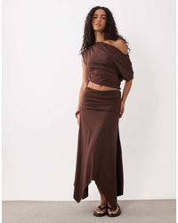 ASOS - Cinched Waist With Asymmetric Hem Co-ord Midi Skirt - Lyst