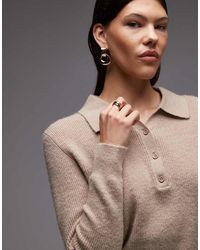 ASOS - Knitted Relaxed Collar Henley Jumper - Lyst
